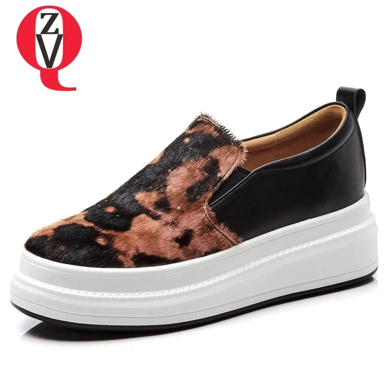 

ZVQ shoes woman 2019 spring new fashion mixed colors horsehair woman pumps outside high wedges platform slip-on shoes size 34-40