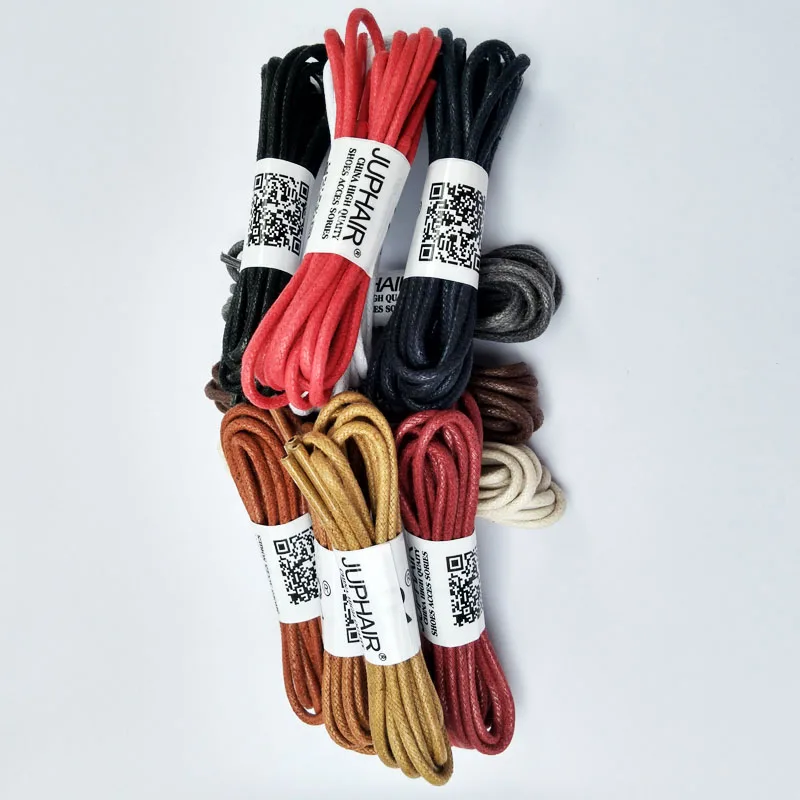 JUP1-12 Pair Dark Gray High Quality Laces Waxed Round Shoelaces Sneaker Solid Polyester Twisted Boots Shoes Brand Fashion Sporty