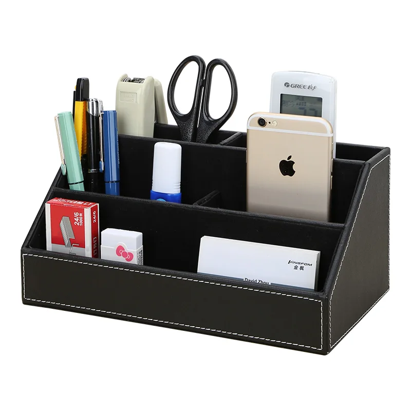 Kingfom Office Desk Organizer Set Wooden Pencil Storage Box Card Holder Note Paper Memo Pad Box Cube Tissue Case