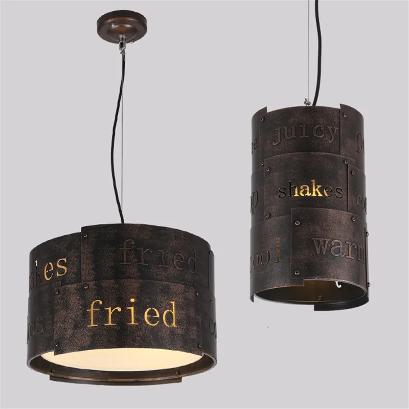 Loft retro creative Through-Carved English alphabet metal LED pendant lamp 90-265V Suspension Lamp for Dinning Room | Лампы и