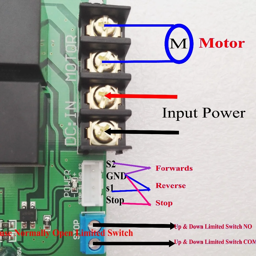 External Button Remote Control Motor Wireless Switch 24V 40A 600W Forwards Reverse Stop Up Down Stop Remote Control Switches