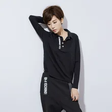 Американский Лидер продаж Для женщин Мода Turn Подпушка ворот кнопку почтовый футболка Топы корректирующие дамы личности Топы корректирующие черная футболка Топы корректирующие Повседневное