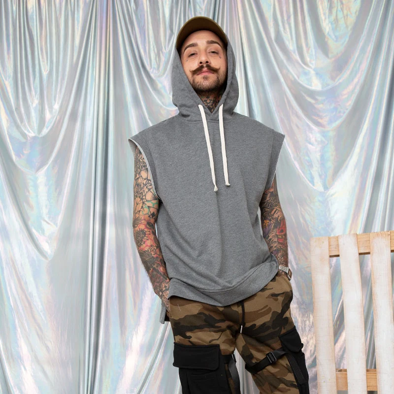 Стимпанк мужской свободный мужской модный хип хоп Ретро без рукавов с капюшоном спортивный жилет