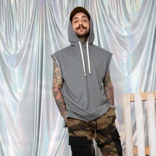 Стимпанк мужской свободный мужской модный хип хоп Ретро без рукавов с капюшоном спортивный жилет