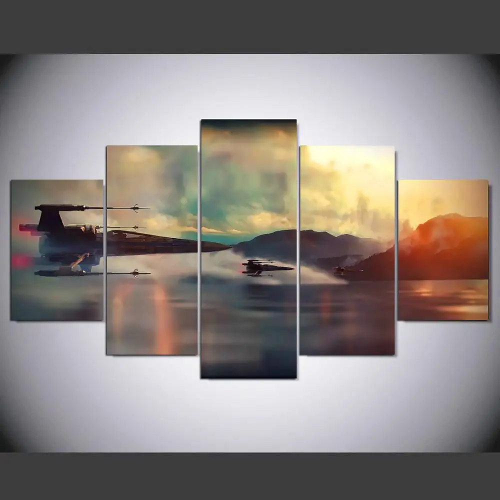 5 panel Modern star wars hd Art print canvas art wall framed paintings