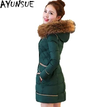 Тонкий женский пуховик с капюшоном Женский 80% белый утиный пух куртки Новое Женское зимнее пальто пуховик Куртка Abrigo Mujer ST500