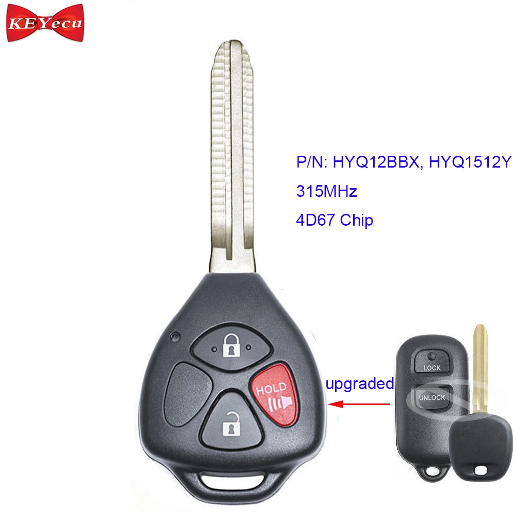 

KEYECU for Toyota Celica Echo Highlander Prius RAV-4 Upgraded Remote Control Car Key Fob 315MHz 4D67 Chip FCC ID HYQ12BBX