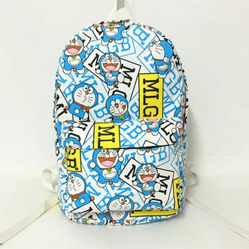 

The original Doraemon Dingdang Cartoon A Dream English Machine Cat Canvas Lowering Shoulder Backpack Students Backpack 15"
