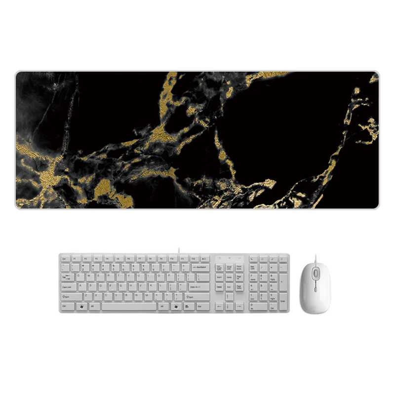 Large  Desk Pad Beautiful Soft Natural Rubber Pink Gold White marble Series Mice Pad Square Gaming Mouse Pad with Locking Edge (2)
