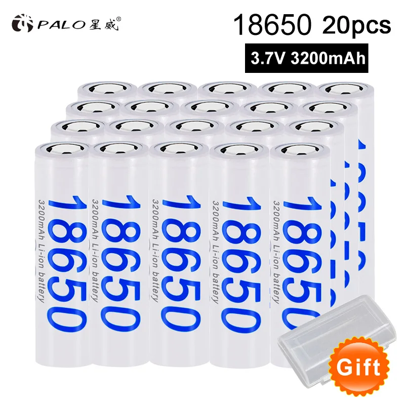 PALO 3200mAh 2-24pcs 18650 литиевая аккумуляторная батарея литий-ионные батареи для Panasonic фонарик электронные сигареты - Цвет: 20 pcs