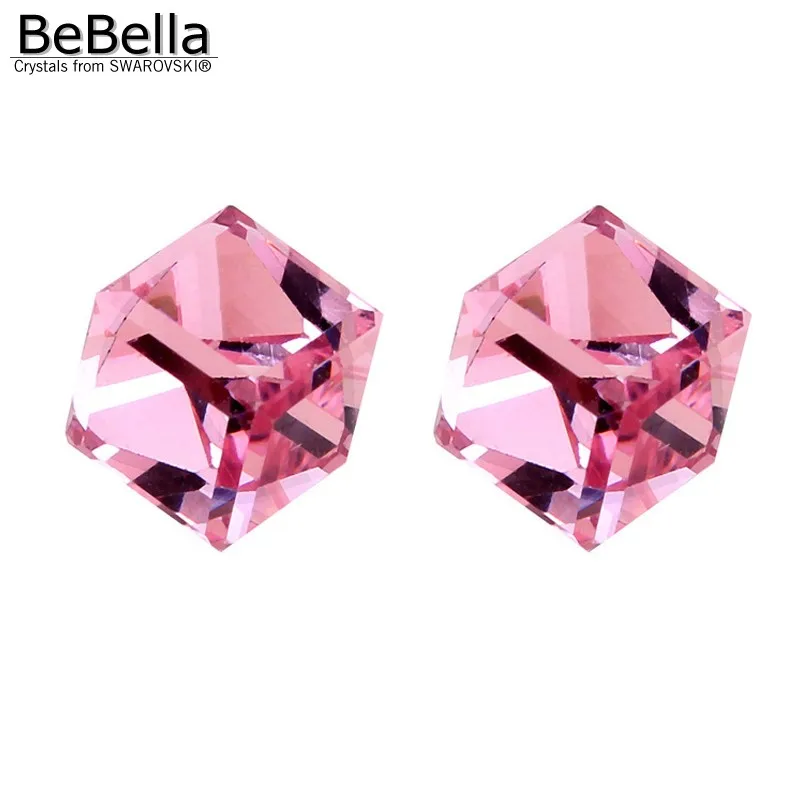 BeBella 0,7 см Кристальные кубические серьги-гвоздики сделанные с кристаллами Swarovski в 5 цветах женские модные ювелирные изделия подарок