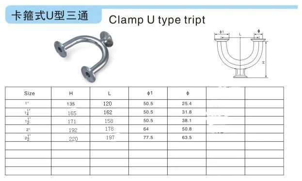 ", 1-1/4" Нержавеющая сталь 304 Tri Clamp U Tee, для фитинга трубы Homebrew