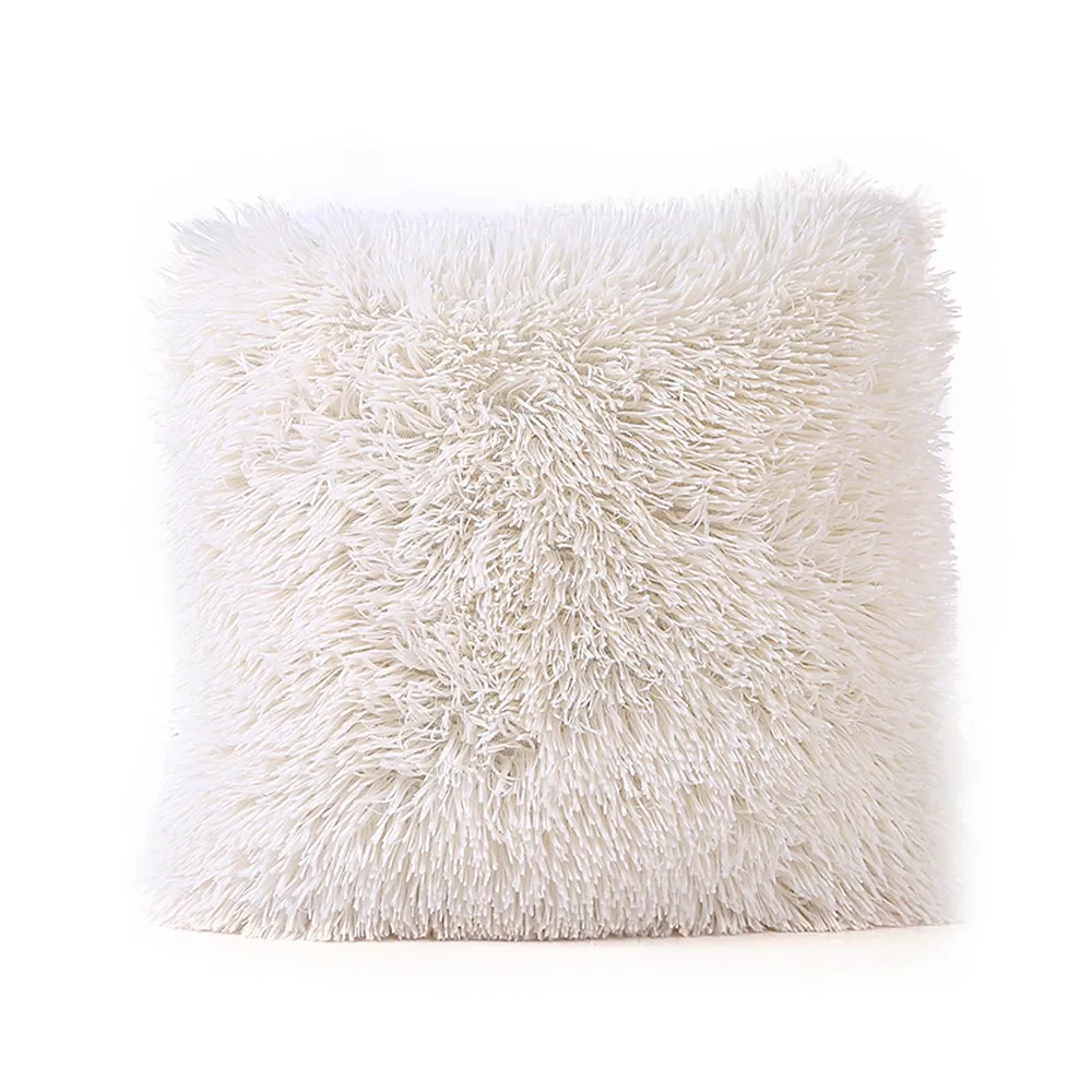 Твердый Мягкий плюшевый искусственный мех Декоративные Чехлы для подушек подушки для дома диван-кресло домашнее украшение гостиницы - Цвет: Beige
