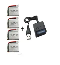 3.7V 500mah rechargable battery*4pcs+4 in1 charger box for syma X5C X5SW X5SW M68 RC Quadcopter 5pcs/lot free shipping