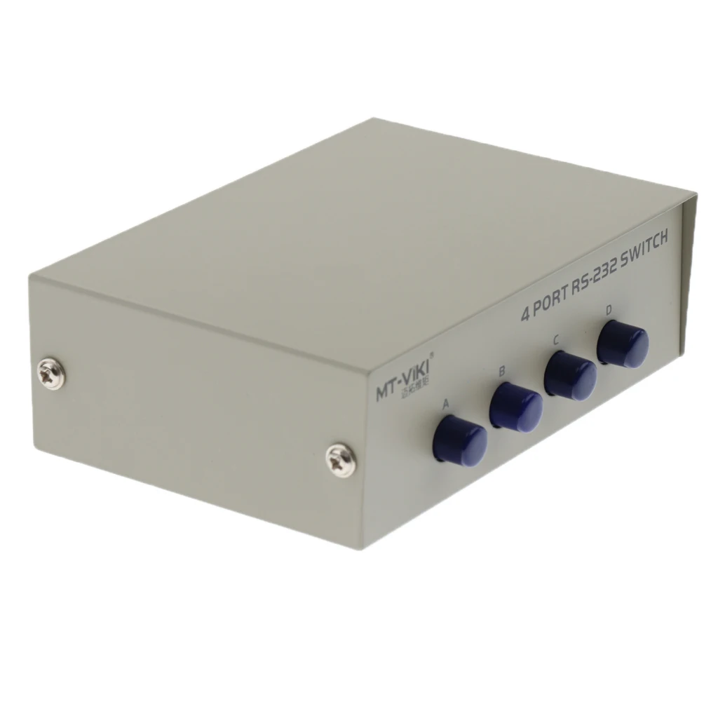 4xPrinter DB9 Pin Serial RS232 Switch Box Manual 4Port Data Sharing Switcher