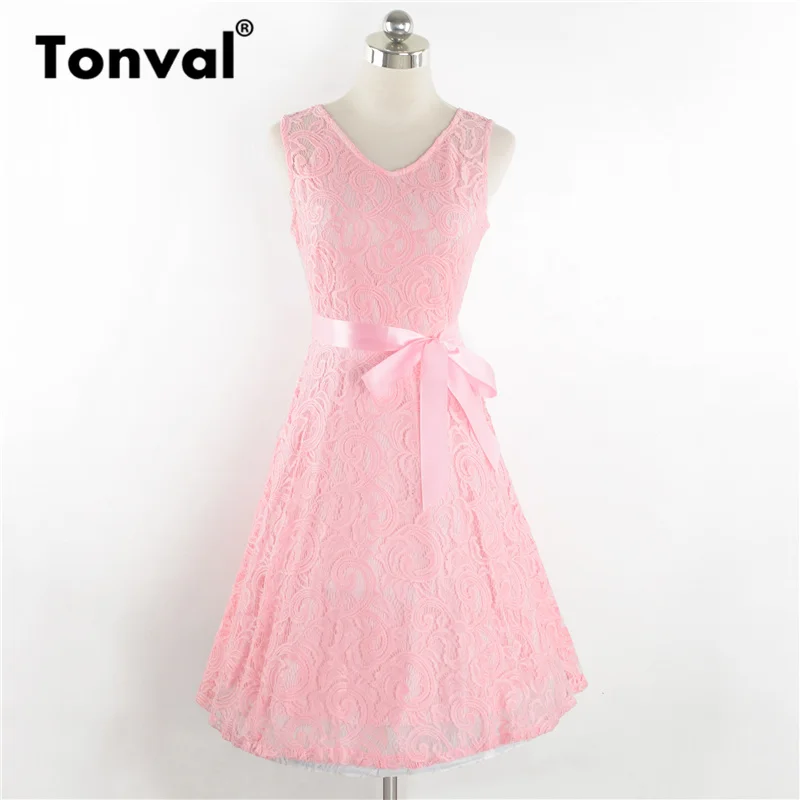 Tonval Plus Size 3XL Floral Lace Vintage Summer Dress Women White Retro Tunic Dresses A Line Party Elegant Dress