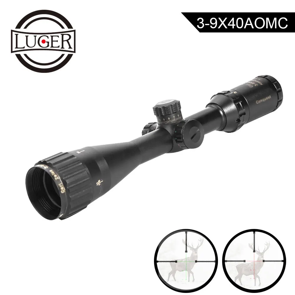 Охотничий Тактический прицел LUGER 3 9x40 aомхв оптический с красной и зеленой