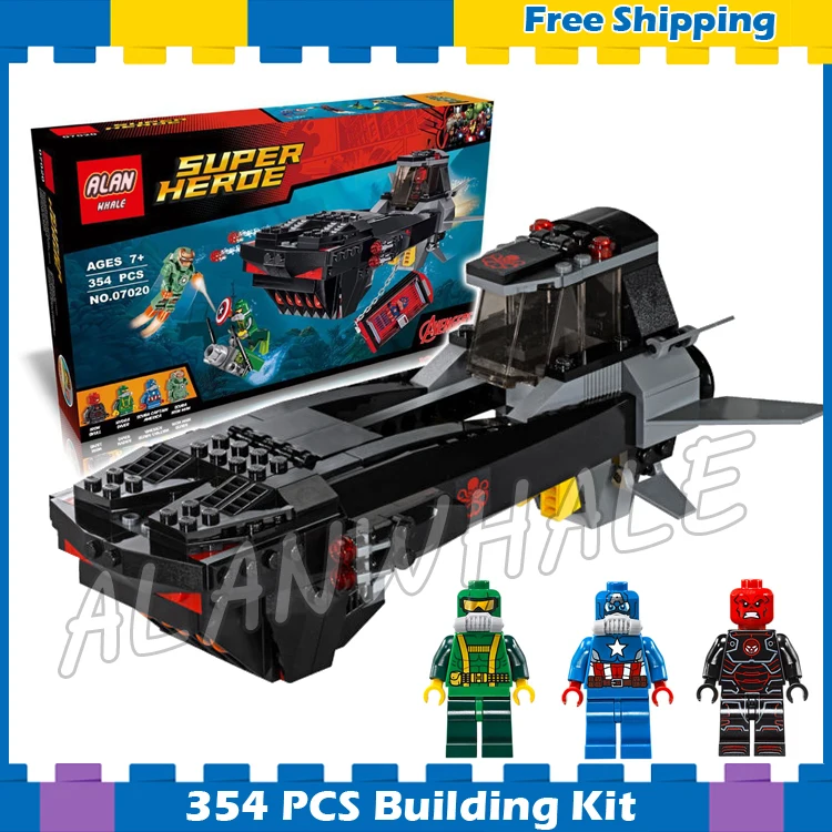 

354pcs Super heroes Avengers Iron Skull Sub Attack Scuba Deep Sea 07020 Model Building Blocks Gifts Sets Compatible with Lego