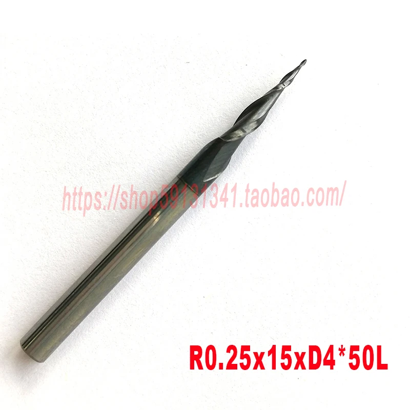Концевая фреза R0.25 * D4 15 50L 2F HRC55 вольфрамовый твердосплавный конический