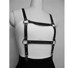 Для женщин Мужская Мода пирсинг в стиле Панк гот ручной работы кожаные сбруя бондаж для тела клетка скульптуры футболка с круглым воротником и поясом на талии пояс с нагрудным датчиком стройное тело