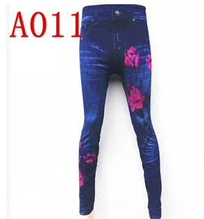 A011 Цветочным рисунком Леггинсы для женщин Jeggings джинсы для женщин с цветочным принтом джинсовые Леггинсы для женщин брюки женская одежда Invierno bg400 - Цвет: A011
