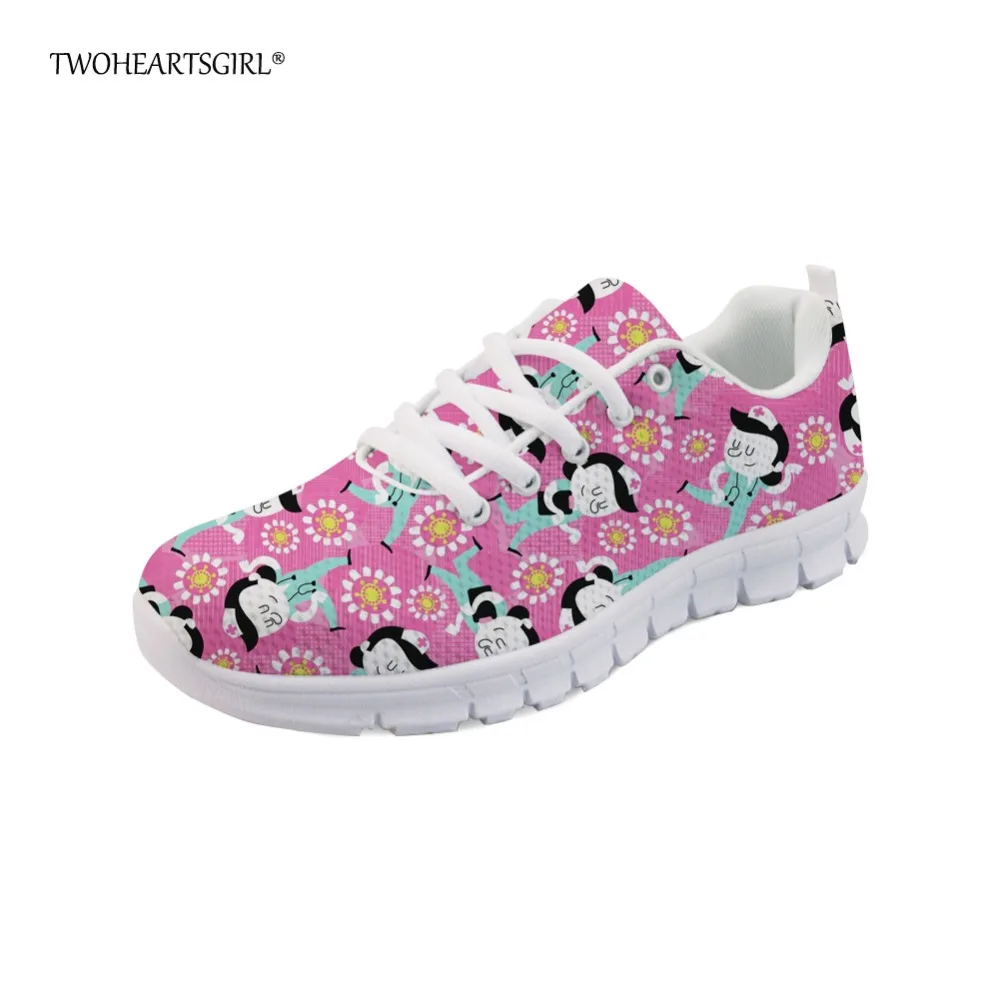 Twoheartsgirl Pink College Women Sneakers Casual Spring Summer Mesh