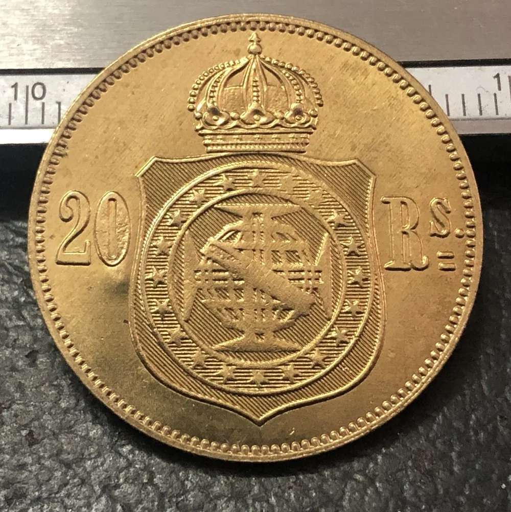 1869 Бразилия 20 Reis-Pedro II бронзовая имитация монеты