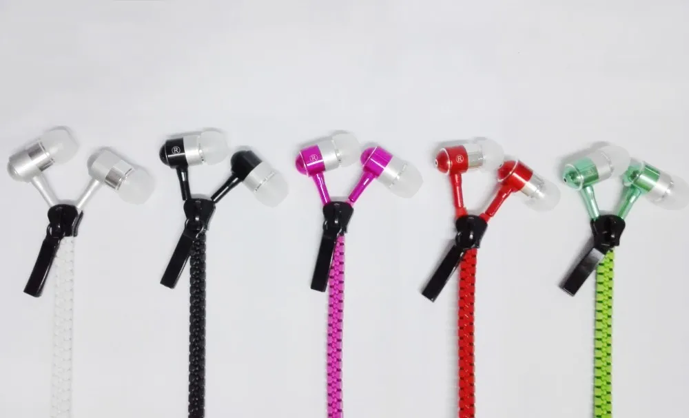 

Metal Zip Zipper Earphones Headsets In Ear Earbuds Headset With Mic for iphone 5 6 samsung s7 s8 note 8 huawei xiaomi
