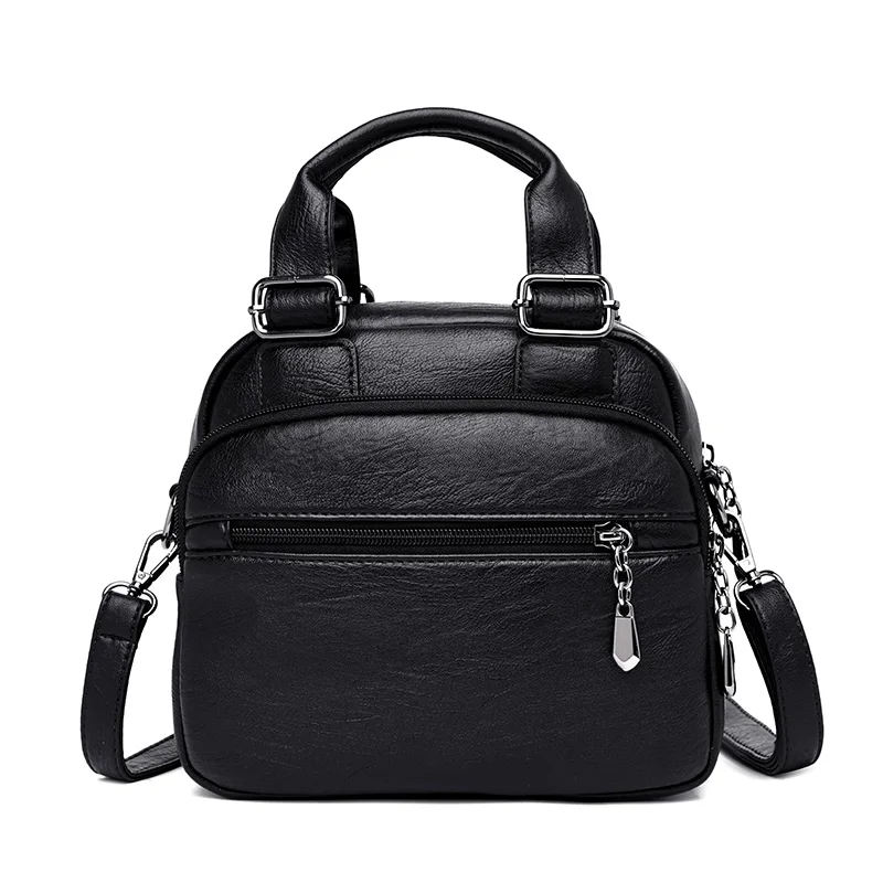 Многофункциональные женские рюкзаки, Женские винтажные сумки через плечо, школьные сумки для девочек, дизайнерский кожаный женский рюкзак для путешествий Mochilas - Цвет: Black