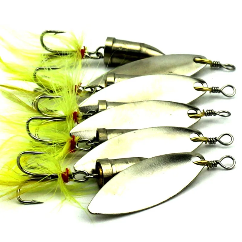 KKWEZVA 5pcs/6g Spinner Bait Metal Lure Hard Fishing Lures Tackle Set