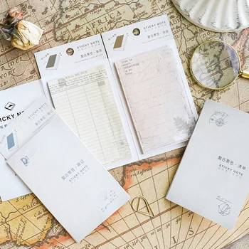 

4 pcs Vintage sticky note set Retro book ticket portable memo pad sticker Stationery Office accessories School supplies A6307