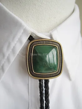 Original Vintage Silver Plated Handcraft Nature ZA Greenstone Wedding Oval Tie