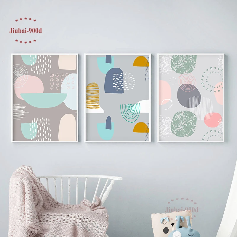 

900D Children's Room Colorful Geometric Abstract Canvas Painting Wall Art Baby Room Wall Decoration Posters And Prints Nur61