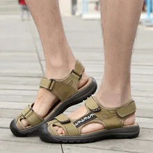 Большой Классические летние Мужские сандалии, обувь 111% Пояса из натуральной кожи носком Кепки покрытия открытый пляжные босоножки Размеры 28-65