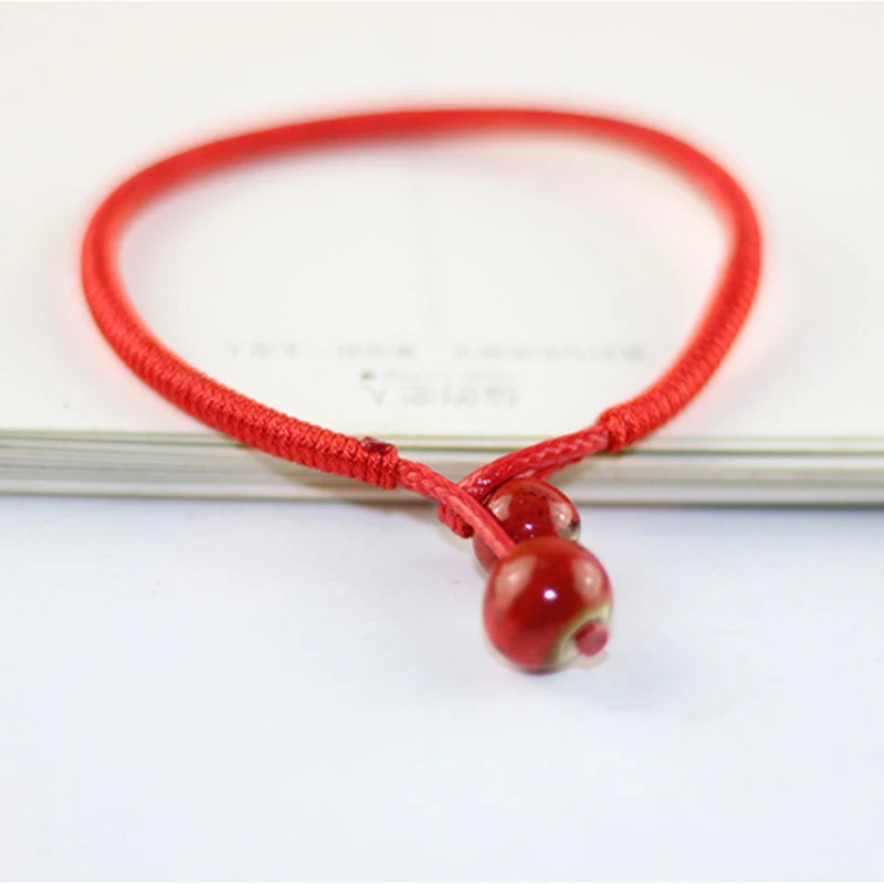 Pulseras de la suerte con cuentas de cordel rojo para hombre y mujer, brazaletes de cerámica, accesorios hechos a mano, joyería de la suerte, regalos 2021