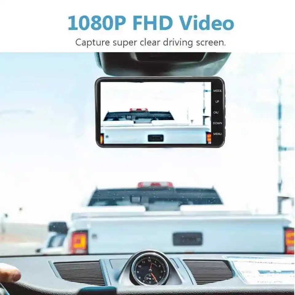 Регистраторы новый двойной объектив dvr автомобиля камера Full HD 1080p 4 "ips спереди + сзади синий зеркало ночное видение видео регистраторы