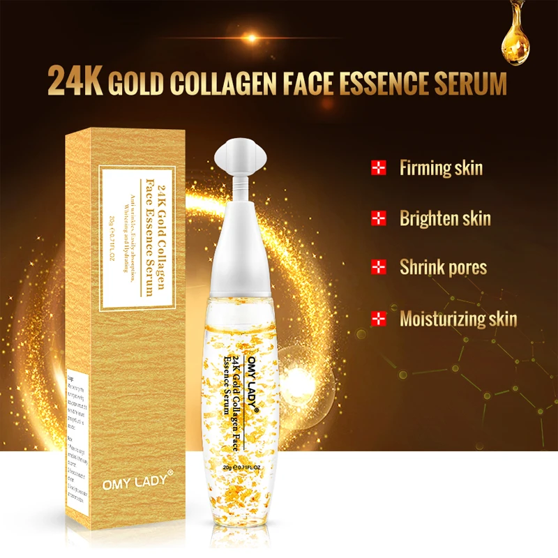 OMY LADY 24K Gold Essence Сыворотка для ухода за лицом против морщин для лица против старения отбеливание коллагена увлажняющий с гиалуроновой кислотой сыворотка