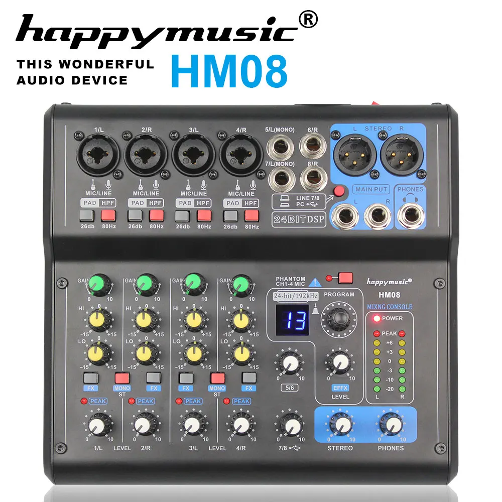 Профессиональный микшер серии MH 6 каналов 8 каналов USB звуковая карта 16 DSP звуковое консольное оборудование DJ микшер