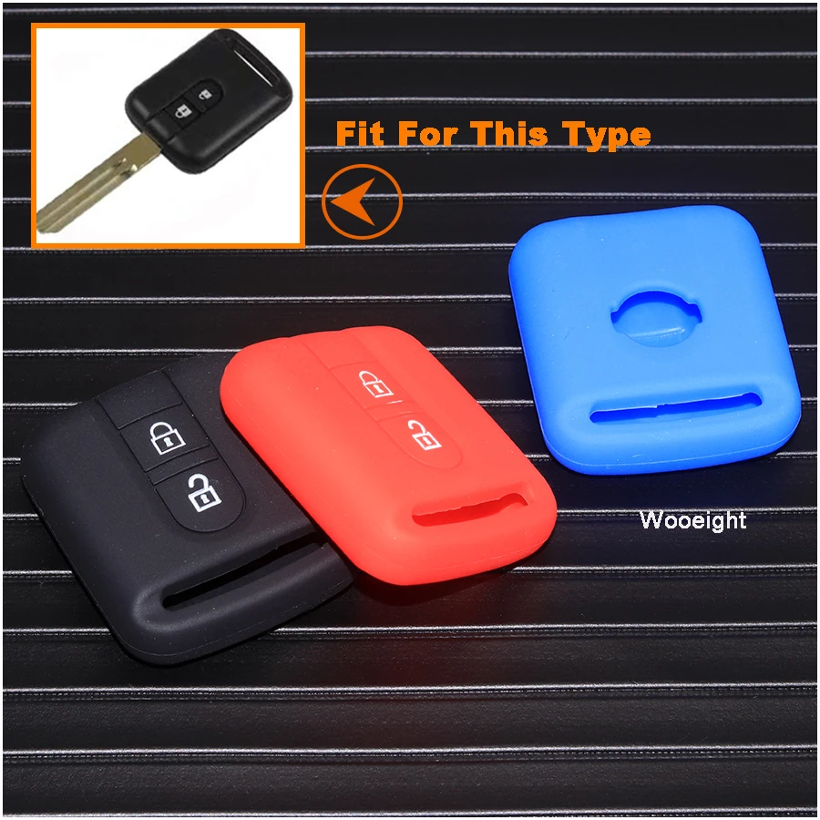 Wooeight 2 Buttons Silicone Remote Car FOB Key Silicone Case Shell For Nissan Qashqai Micra Navara Almera Note E11 Patrol Y61 (4)