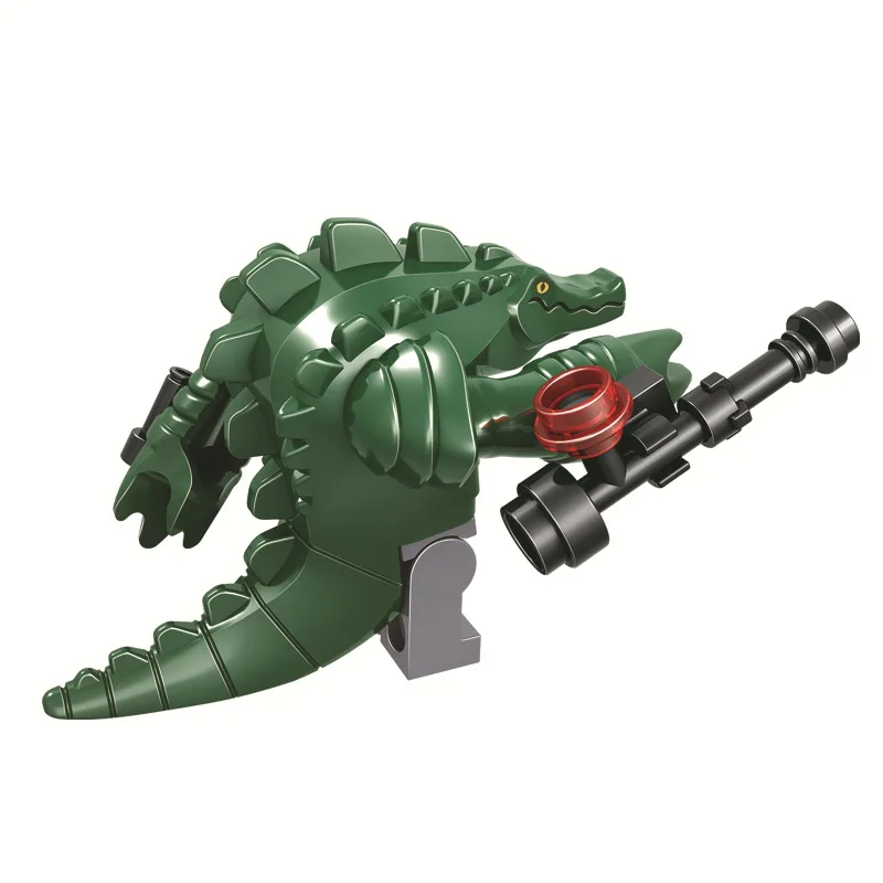 Военная серия биохимическая война мутант крокодил Робот Мех войны динозавр мех воин строительные блоки игрушки для детей Подарки
