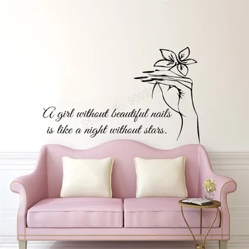 

Art Salon Sticker Nails Room Decorative Quotes Wall Sticker Removeable Decor Baeaty Salon Girls Women Decal Mural Flowers LY53