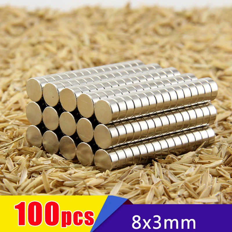 

Free shipping 100pcs disc 8x3mm N50 neodymium magnet NdFeB 8mmx3mm nickle rare earth strong magnets