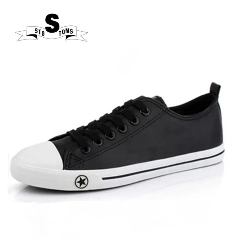 

Unisex Men Sneakers Women Skateboarding Shoes Outdoor Canvas Shoes Leather Men's Tide Shoes PU Waterproof Black Zapatillas 101