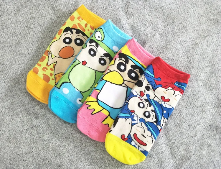 Японские Аниме Crayon Shin chan носки милые забавные персонализированные женские весенние, летние носки удобные дышащие цветные хлопковые носки