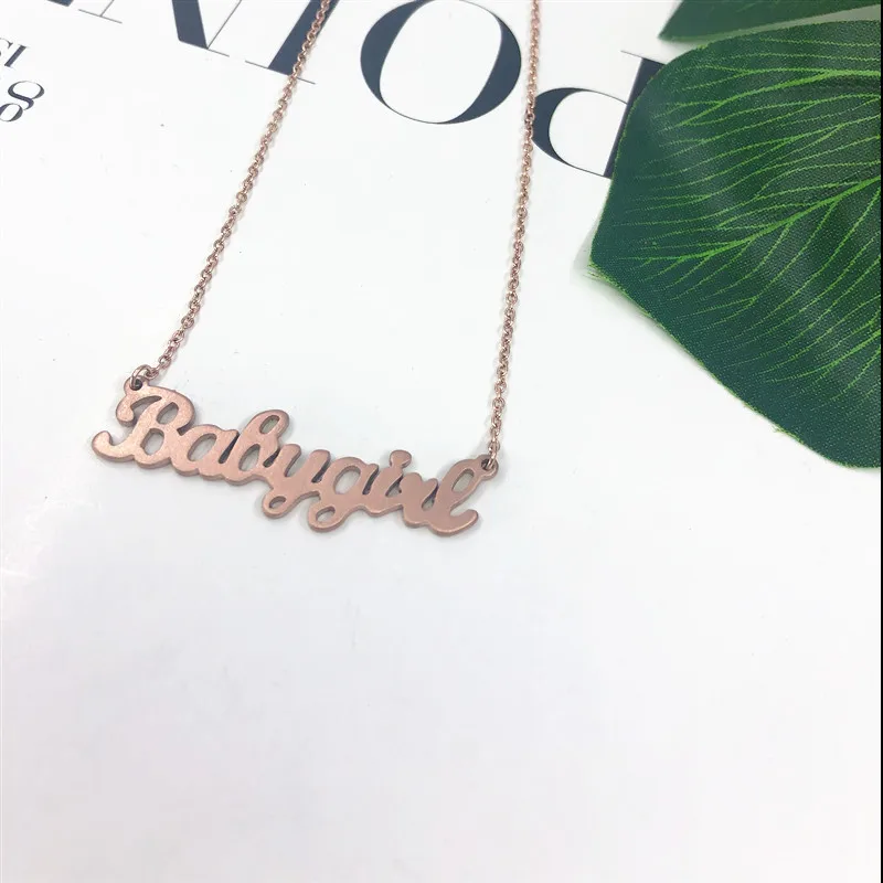 Womens Golden Babygirl Pendant Necklace (Gold)