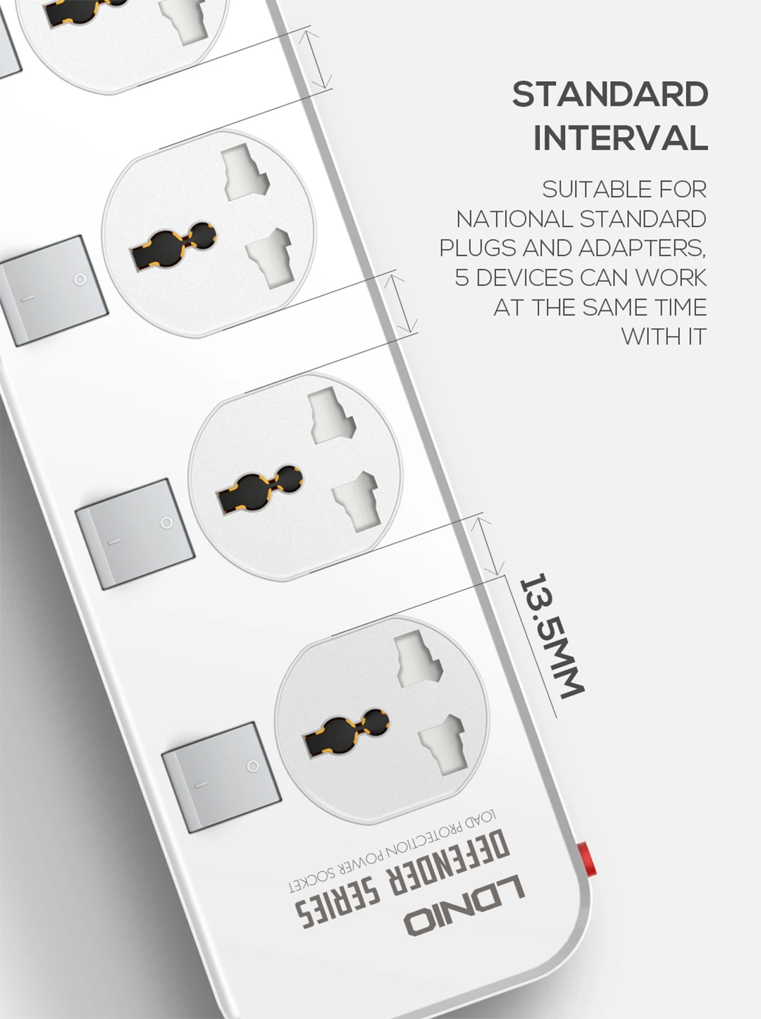 LDNIO SC5006 пять автономных выключателей, розетки, бытовая вилка, блок питания с защитой от перенапряжения, штепсельная розетка
