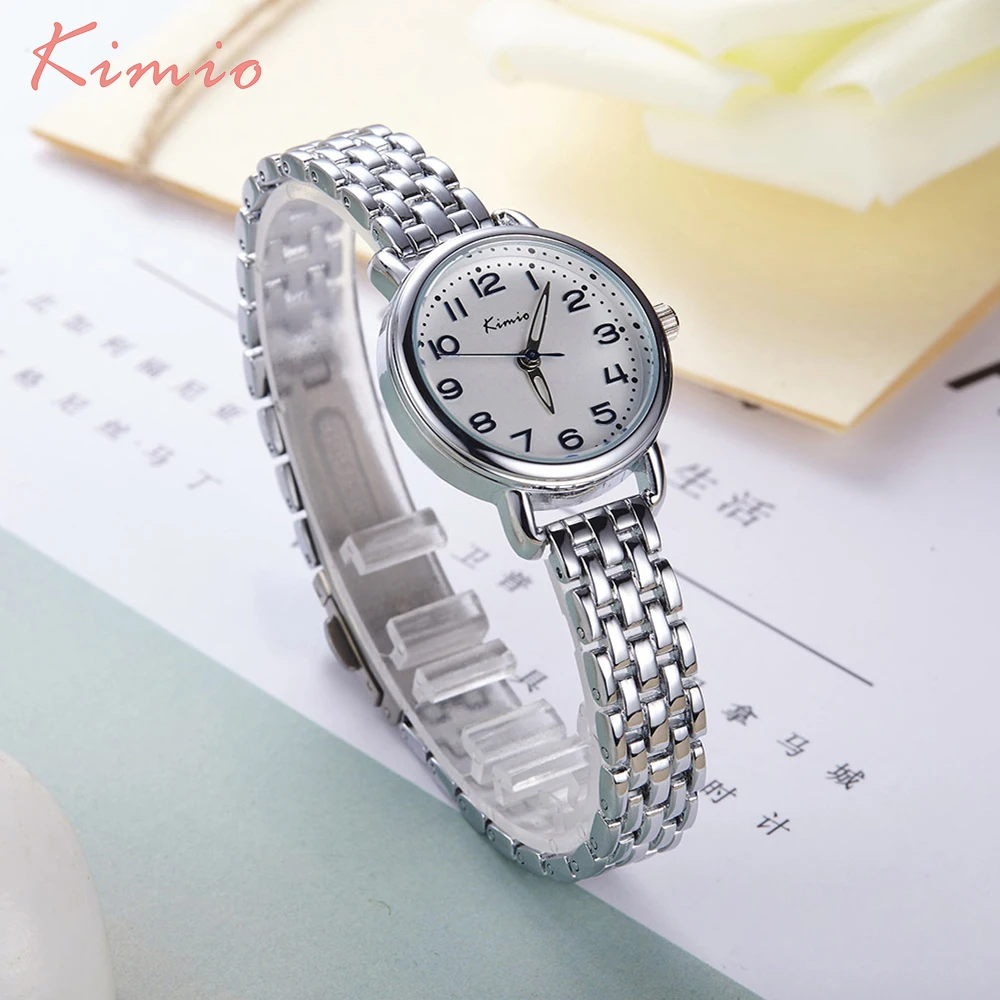 KIMIO Skeleton Pointer 3D Arabic Numerals Scale Fashion Watches 2018 Women Tops Girls Watches Bracelets For Women Luxury Brand