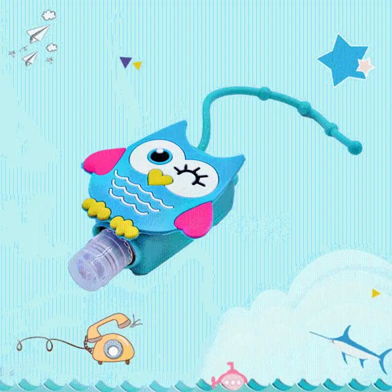 

30ML Embossed Cute Colored Cartoon Owl Shape Silicone Mini Hand Sanitizer Disposable No Clean Detachable Cover Travel Portable