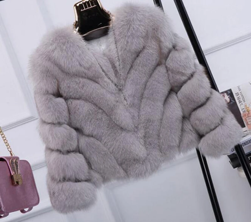 Зимнее меховое пальто корейское женское короткое пальто большой размер 4XL пальто из искусственного меха короткая женская шуба из искусственного лисьего меха