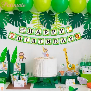 

PATIMATE Animal 1st Birthday Flags Happy Birthday Banner Jungle Party Decorations Baby Birthday Decoration Baby Shower Decor